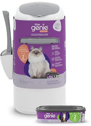 Litter Genie Style Pail Cat Litter Box Waste Disposal System for Odor Control Includes 1 Square Refill Bag