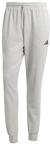 adidas Men's Essentials FEELCOZY French Terry Pant, Medium Grey Heather/Black, XL