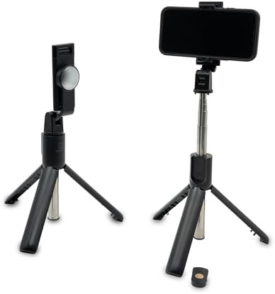Tech RVA Treppiede Smartphone | Bastone Selfie Allungabile con Telecomando Bluetooth | Tre Piedi per Cellulare per Vlog | Tripod Portatile per Telefono