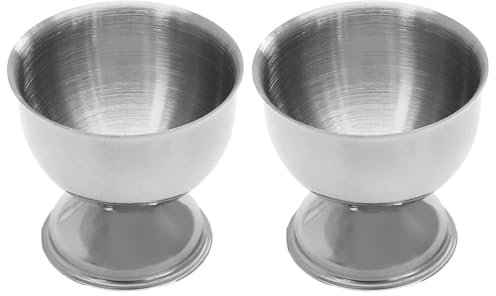 Bonsicoky 2 Pcs Silver Egg Cups - Stainless Steel Egg Holder - Egg Tray Kitchen Tool for Soft & Hard Boiled Eggs