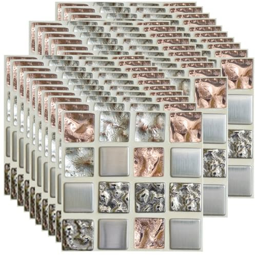 Ledeak Mosaico Adesivi per Piastrelle, 30 Pezzi Impermeabile Piastrelle Adesive Cucina Bagno Decorazione in PVC, 10x10cm Resistenti ai Graffi e Rimovibili Adesivo Murale (Struttura Bianca)