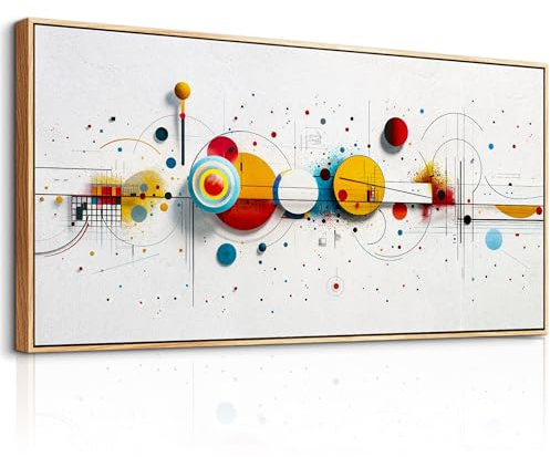 MHARTK66 Cuadros Decoracion Salon Modernos Con Marco Madera, 50x100 cm Grandes Laminas Decorativas Pared Dormitorios, Lienzos Decorativos Pared Puntos de Colores Abstractos, Wall Art Comedor Pasillo