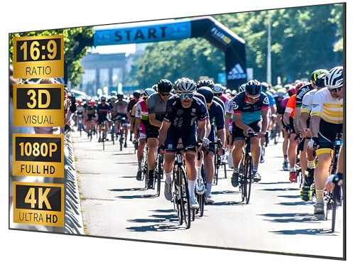 XOBRJQZ Fixed Frame Projector Screen, Diagonal 16:9, Home Movie Theater Projector, 8K / 4K Ultra HD 3D Projection Screen for Home Theater or Office(80 inch)