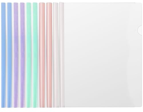 10 Piezas Cubiertas de Plástico A4 con Barra Deslizante, Carpeta de Archivos para Informes, Clip para Documentos Escolares y de Oficina