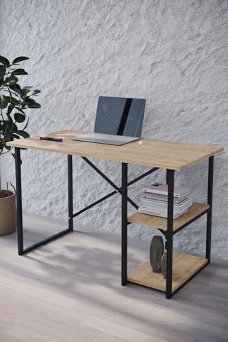 HOGAR24 ES - Mesa Escritorio para despacho u Oficina en casa de Estilo Industrial con Estructura de Acero (Ancho 90 cm)