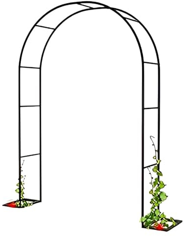 Arco de rosas de metal para plantas trepadoras, arco de boda para vides y decoración de terraza, disponible en 140 cm, 180 cm, 200 cm, 240 cm, 286 cm y 300 cm (negro 140 x 230 x 40)