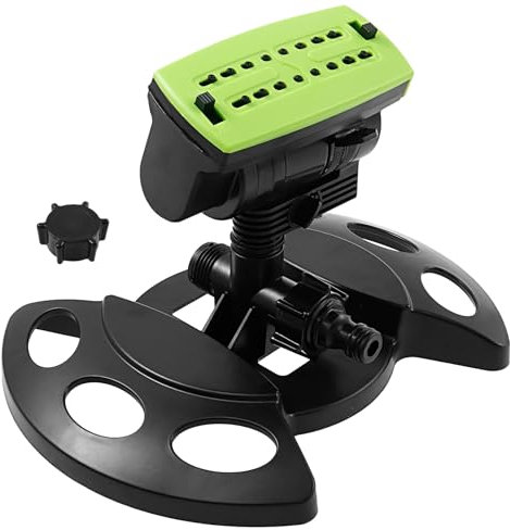 Arroseur carré 3/4 - Interface 16 buses - Avec raccord rapide et base - Jet de pulvérisation réglable - Oscillation automatique - Pour jardin, cour, pelouse, arrosage extérieur