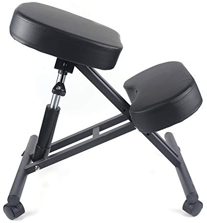 Malkoaswe Robert - Taburete para la rodilla, altura regulable, acolchado cómodo, con ruedas, color negro