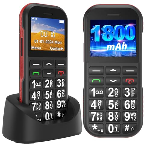 Seniorenhandy Ohne Vertrag, GSM Dual SIM Tastenhandy Seniorentelefon mit Großen Tasten, 1800 mAh Akku Lange Standby-Zeit, USB-C, Ladestation, Rentner Senioren Handy Einfach mit SOS-Taste, Kurzwahl