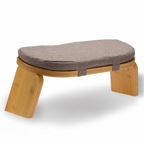 Active Peak Panca da Meditazione Pieghevole 44x18 cm con Cuscino, Sgabello Yoga in Bambù Ergonomico, Panca Meditazione Sostenibile per Consapevolezza e Sollievo alle Ginocchia