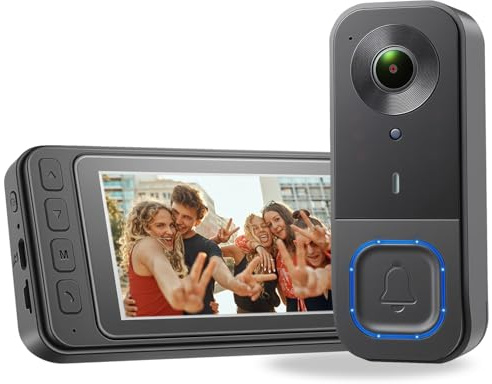 Taishixing 4,3 tum trådbunden videodörrklocka med HD-skärm – Plug & Play, ingen WiFi behövs. 1080P, 170° visning, 2-vägskommunikation, mörkerseende, IP68 vattentät, ingen prenumeration.