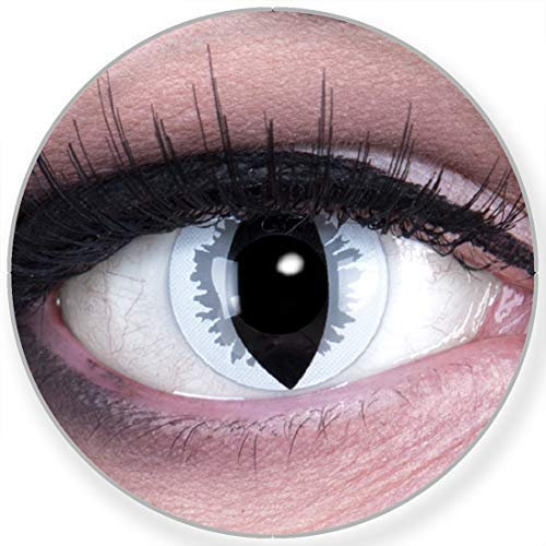 Colores Contacto lente Grey Dragon en gris + 60 ml Cuidado de + comida – funnylens Marca de calidad, 1 par (2 unidades) de colores Lenses Perfección a Halloween, carnaval, o fastnacht