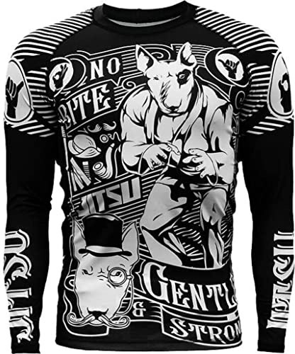 Jitsu- Rashguard doux et résistant - Manches longues - BJJ Gym Crossfit MMA Entraînement - Fitness - Pour homme , Homme, noir/blanc, Medium
