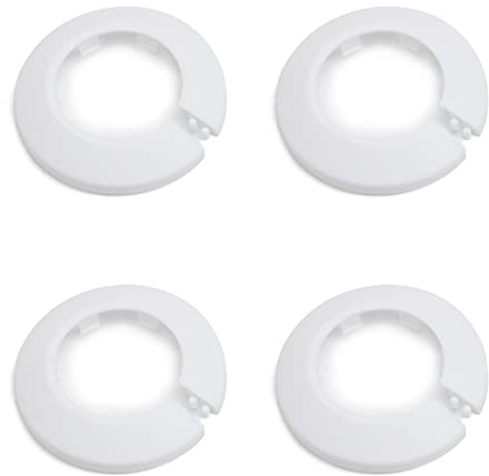 MroMax Passar 4,3 cm ytterdiameter fläns vatten rörskydd dekoration vitt rörskydd kylare PP-plast 43 mm vapenskölskrage för vägg rör rör dekoration 4 st