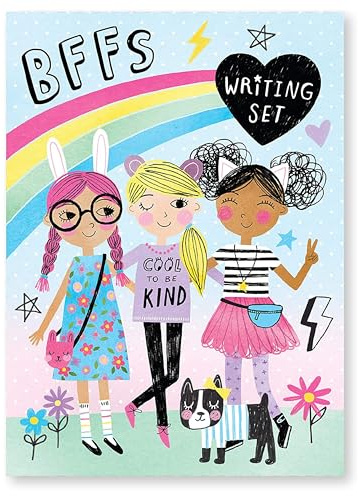 Cute Stationary Set for Girls by Jewelkeeper - 30 Sheets Stationary Letter Paper with 20 Envelopes, Stickers, and Seals - Fun Rainbow Design Letter Writing Kit for Kids - Cool Girls Stationery Set