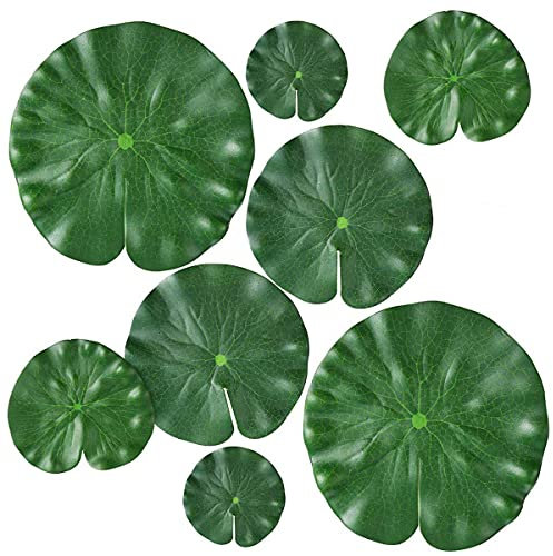 YANGWEN 8 Stück Künstliche schwimmende Pflanzen Teichdekorationen Wasser Wasserlilie Lotusblumen und Lotusblätter für Teichdekoration, 4 Size