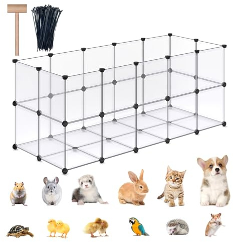 DINMO 38 Panels Bunny Playpen with Floor, Plastic, 61.2L x 24.8W x 24.8H