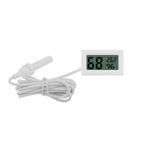 Fasizi 2-in-1 Digital LCD Embedded Thermometer Hygrometer mit externen für Reptilien Inkubator Aquarium Geflügel - Weiß