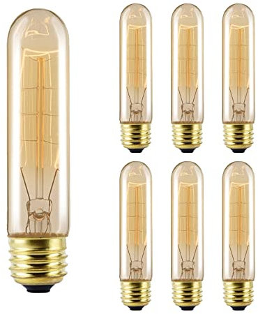 6 Stück Vintage Edison Glühbirne T10 40 Watt 2700K 280LM Dimmbar Antik Röhren Altmodische Glühlampe E26/E27 Basis COB Röhrenfilament for Home Leuchten Dekorative AC220V ( Color : Warm Yellow )