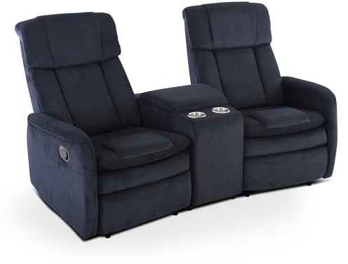 Raburg Kinosessel, 2er-Fernsehsessel mit Relaxfunktion & Liegefunktion, mechanisch, für 2 Personen, Taschenfederkern-Polsterung, Belastbarkeit je Sitzplatz 150 kg, Maxx, Cord-Mikrofaser|Nachtblau