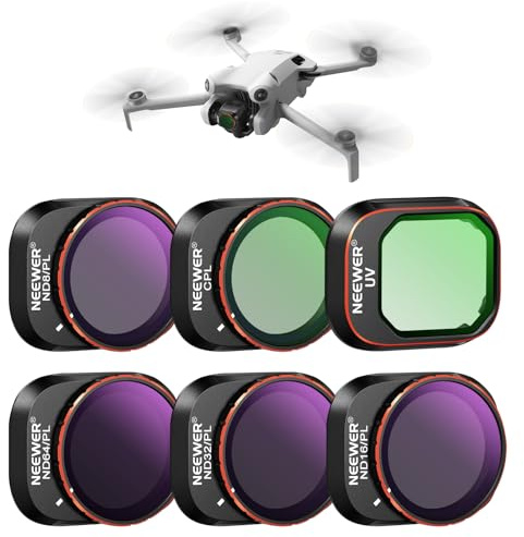 NEEWER Lot de 6 filtres ND/PL compatibles avec DJI Mini 4 Pro, Lot de 6 UV CPL ND8/PL ND16/PL ND32/PL ND64/PL polariseur densité Neutre Accessoires pour objectifs de Drone, Cadre en Aluminium