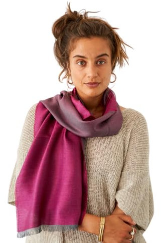 Apikuna® Doubleface Schal aus 70% Baby Alpaka & 30% Seide (200x45cm, Brombeere) – Elegantes Damen-Tuch, seidig glänzend, weich und leicht für jede Jahreszeit