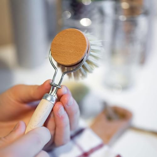 Chinchilla® Spülbürste mit Griff + 1 Wechelkopf | nachhaltige Küchenbürste mit Naturfaserborsten | plastikfrei & langlebig | wiederverwendbar & nachhaltig