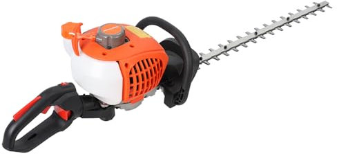 CUSROS Cortasetos de gasolina de 26 cc y 7500 rpm con mango principal giratorio de 180°, cortador de setos de 2 tiempos con cuchillas de doble acción de 24 pulgadas, cortador de arbustos de gas con