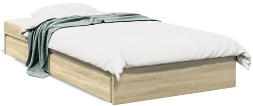 Capwee Giroletto Singolo con cassetti in Legno 90x190 - Letto Singolo in Legno Rovere Sonoma - 90 x 190 cm