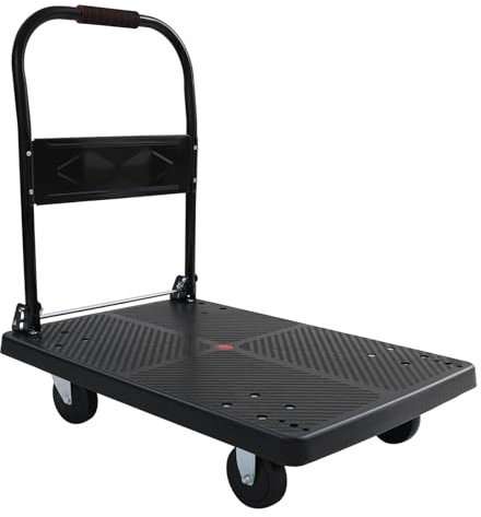 Chariot de transport pliable, chariot à plate-forme pliable, capacité de charge jusqu'à 400 kg, plateforme en métal, noir 58 x 88 cm