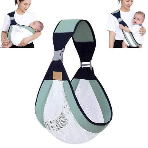 Bärsele på sidan, höftbärare för småbarn, babyhandduk för nyfödda, bärsele för barn upp till 20 kg, multifunktionell barnbärare, babybärare för nyfödda, justerbara bärhanddukar (grön)
