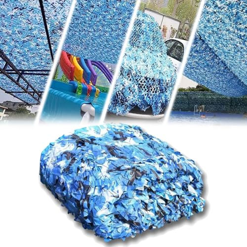 Filet Camouflage Bleu Renforcé,3x3m 3x5m 6x4m 5x10m Camouflage Militaire Voile Ombrage Camouflage pour Chasse DéCoration Camouflage Photographie AnimalièRe Terrasse Protection Jardin