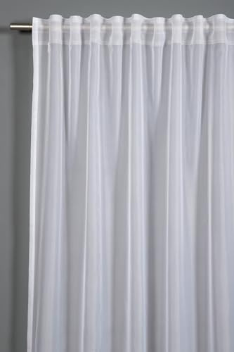 Sehlbach Tenda pronta per l'uso con fettuccia, In voile con tasca di fissaggio, Bianco, 300 x 175 cm, Tessuto in voile trasparente, Traslucido, Certificato Oeko-Tex, Occhielli nascosti