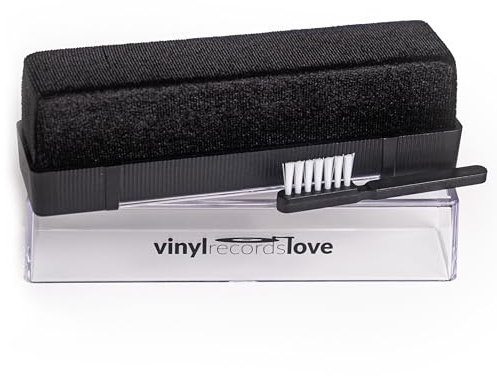 Rengöring av skivor | skivborste antistatisk av sammet | vinylrengöringssats | plåtborste i svart | skivrenare | vinylborste