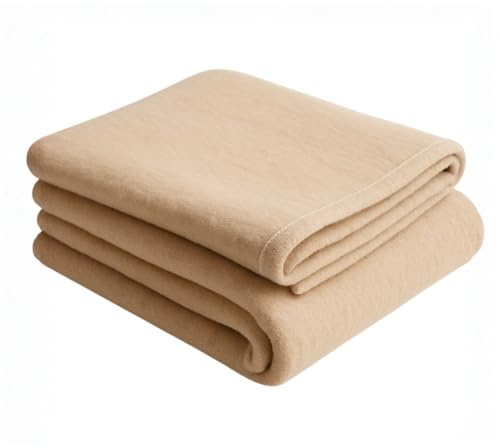Manta para Yoga Nature 9 150x200 cm – Color Beige o Gris – Suave y Transpirable – 60% Algodón, 30% Acrílico, 10% Poliéster – Ideal para Meditación, Relax o Decorar el Hogar (Beige)