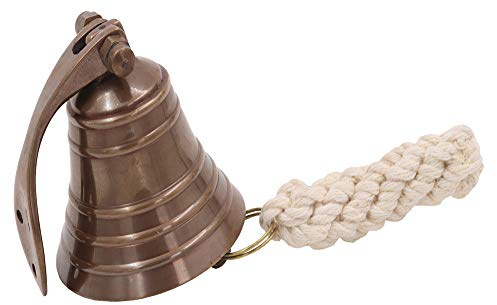 THDC 2 Ship’s Bell – Solid Antique Brass Maritime Duty Watch Bell, Wall Mountable Indoor & Outdoor Bell for Pub, Shop, Reception & Dinner