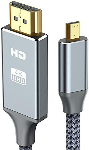 SNOWKIDS 4K Micro HDMI Kabel 1m, Micro HDMI auf HDMI Kabel mit Ethernet,4K UltraHD,3D,Full HD,1080p,HDR,ARC,Highspeed HDMI D auf A kompatibel für HDMI Standard 2.0a/b,2.0,1.4a (1m)