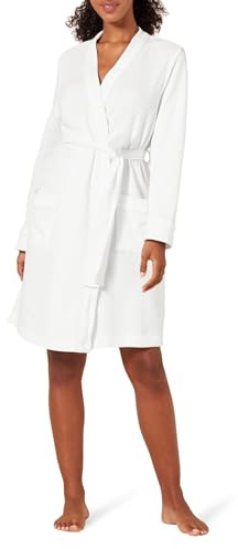 Amazon Essentials Women's Lightweight Waffle Mid-Length Robe, White, Medium