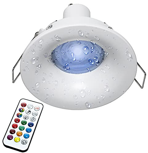Planetitaly Faretto LED cromoterapia IP65 lampada GU10 6W 230V incasso 7cm RGB luce multicolore box doccia sauna (Tondo, RGBW+3000K)
