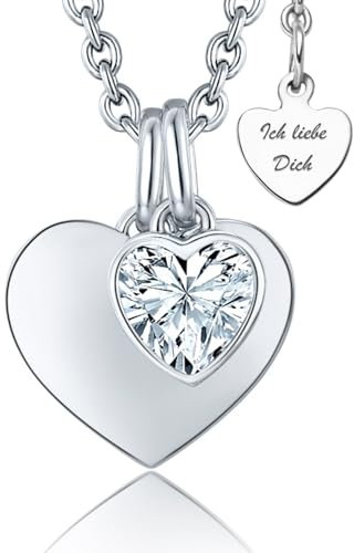 Halskette Damen Silber 925 Herzkette Damenkette Kette Ich Liebe Dich Silberkette Herz-Anhänger Kettenanhänger Schmuck Damenschmuck Geburtstag Hochzeitstag Jahrestag Geschenke Damen Frauen Freundin