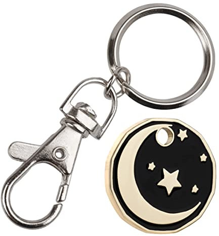 Harts 1 unit New Shape £1 coin Trolley Tokens Keyrings Supermarket Locker (Moon Stars)