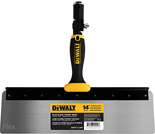 DEWALT 14 Offset Knife, 0.5mm Stainless Steel FLEX Blade | Soft-Grip Handle | DXTT-2-387