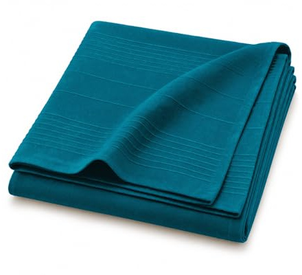 Douceur d'Intérieur, Plaid (220 x 240 cm) Lucile Bleu, Polycoton Uni | Format XL 220 x 240 cm, idéal pour lit 2 personnes ou canapé