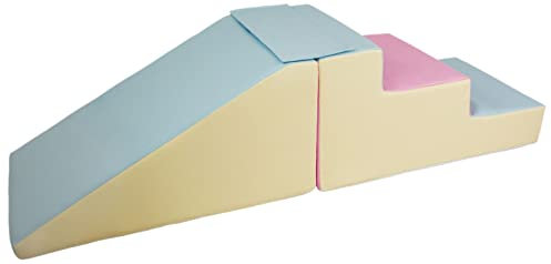 Velinda Completo Scivolo con Scale Set 2 Mattoni Blocchi Schiuma Giocattoli Bambini (Colore: Rosa, Blu, Giallo (Pastello))