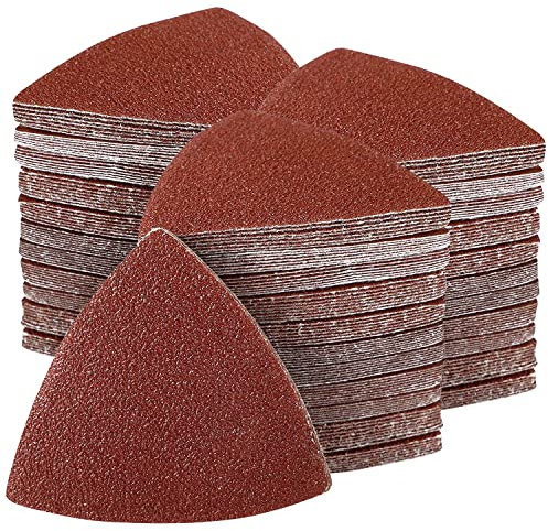 200 Stück 80 mm Dreieck-Schleifpads, Haken und Schlaufe, Körnung 40/60/80/100/120/180/240, für Holz/Gips andere Oberflächen anding