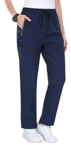 Pantalon Ski Femme Pantalon Randonnée Hiver Femme Polaire Chaude Softshell Pantalon d'extérieur Pantalon de Sport Bleu Marine XXL
