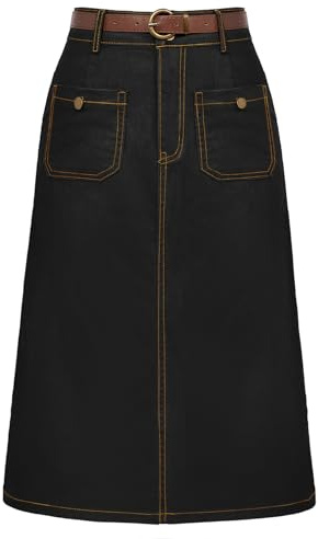 Belle Poque Black Pencil Skirts for Women High Waisted Denim Skirt Plus Size Jean Skirts 2XL