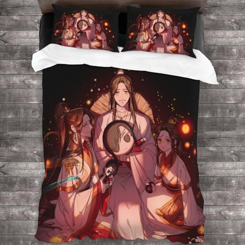 Tian Guan Ci Fu Bettwäsche-Sets mit Kissenbezügen Xie lian Hua Cheng Anime Bettwäsche, Bettwäsche-Set für Doppelbett für Schlafzimmer Schlafsaal