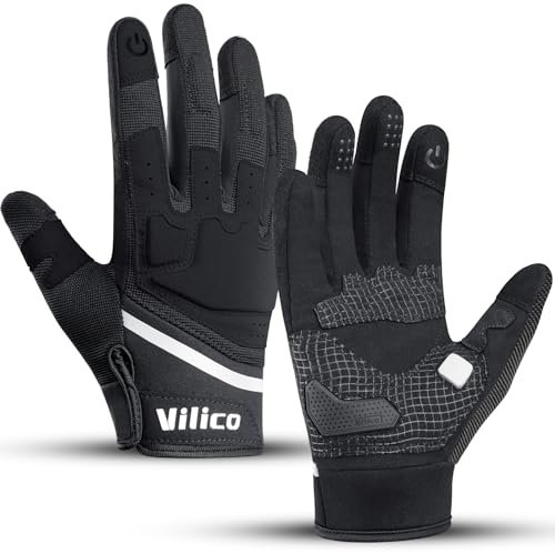 Vilico Motorradhandschuhe Sommer, Motorrad Handschuhe Herr Damen Touchscreen, Taktische Handschuhe für Airsoft Motocross Fahrrad-Schwarz, Größe XL