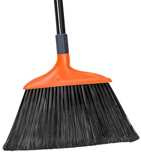TreeLen Escoba Resistente, Escoba Angular de Mango Largo de 14.5 Pulgadas de Ancho para garajes, Patios, aceras, Cubiertas y Superficies al Aire Libre, hogar, Cocina, habitación,